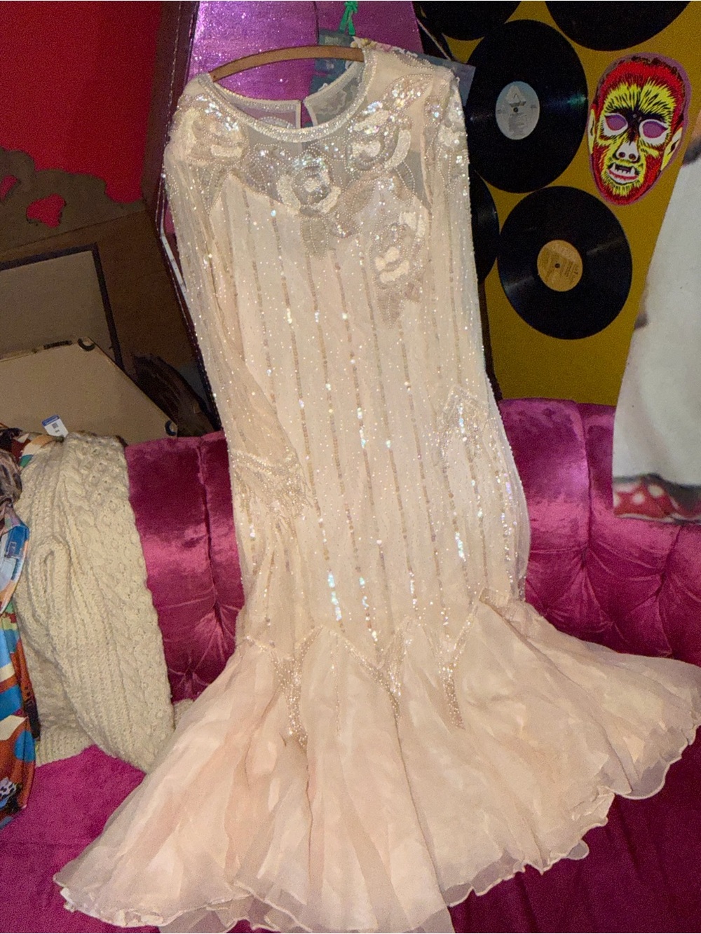 Oleg Cassini Cream Beaded vintage wedding dress